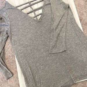 Quarter Length Grey V Neck Top